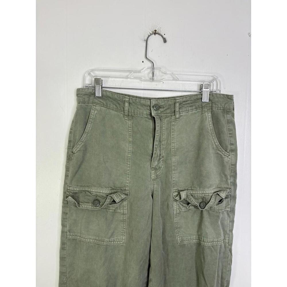 American Eagle Pants Womens 10 Skater Olive Green Wide Leg Baggy Cargo High Rise - Picture 7 of 10